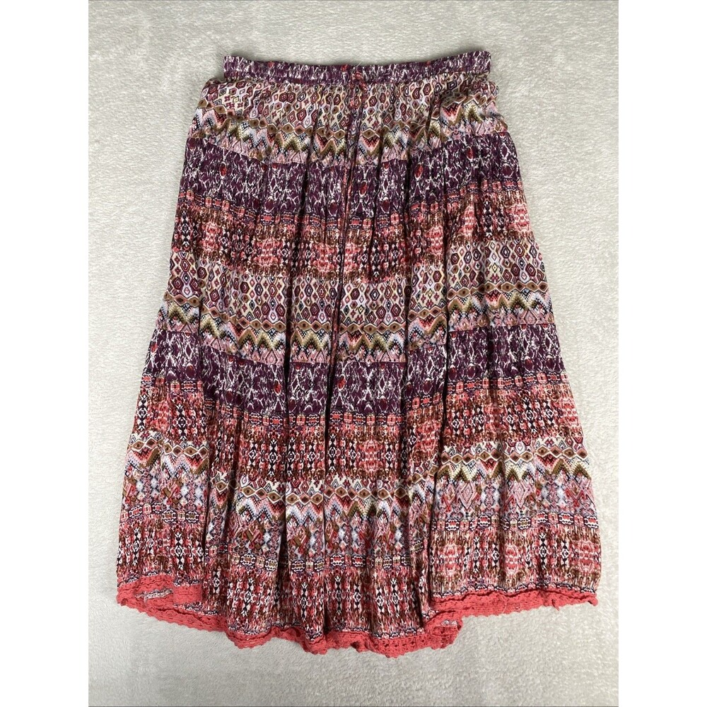 Notations Tiered Maxi Skirt Women's PM Petite Medium Pull on Boho Festival